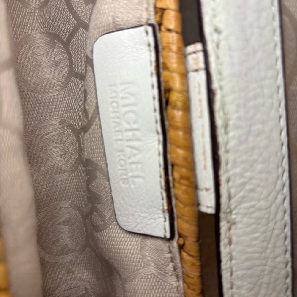 Micheal Michael Kors White and Tan Rattan Clutch EUC - Picture 12 of 12